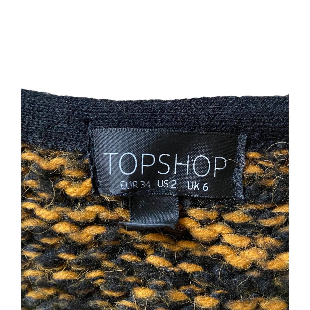 Topshop Marled Mustard and Navy Long Cardigan - Picture 4 of 6